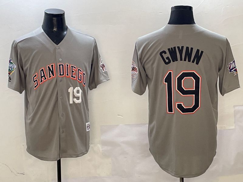 Men San Diego Padres #19 Gwynn Grey Throwback Game 2025 Nike MLB Jersey style 3127->san diego padres->MLB Jersey
